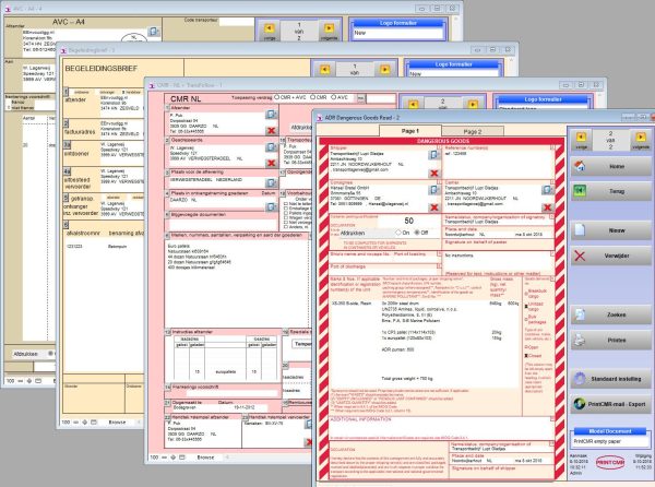 PrintCMR vrachtbrieven, CMR, Begeleidingsbrief, ADR, AVC documenten