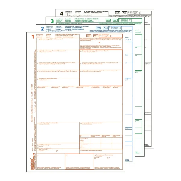 CMR Vrachtbrief Laser en Inktjet 4-voud {1-2-3-4} (model 1004), ongenummerd, box 500 sets