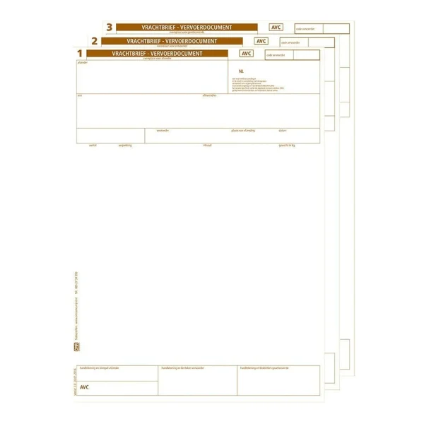 AVC Vrachtbrief Laser en Inktjet 3-voud OVAL {1-2-3} (model 401501), A4, box 500 sets