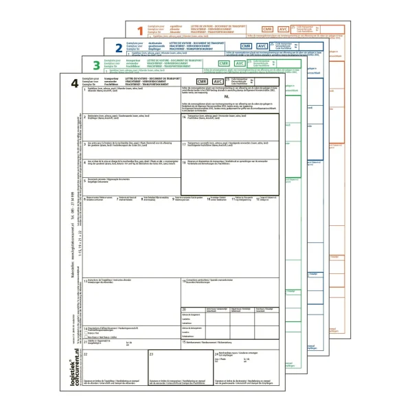 CMR Vrachtbrief Laser en Inktjet 4-voud {4-3-2-1} (model 1008), ongenummerd, box 500 sets