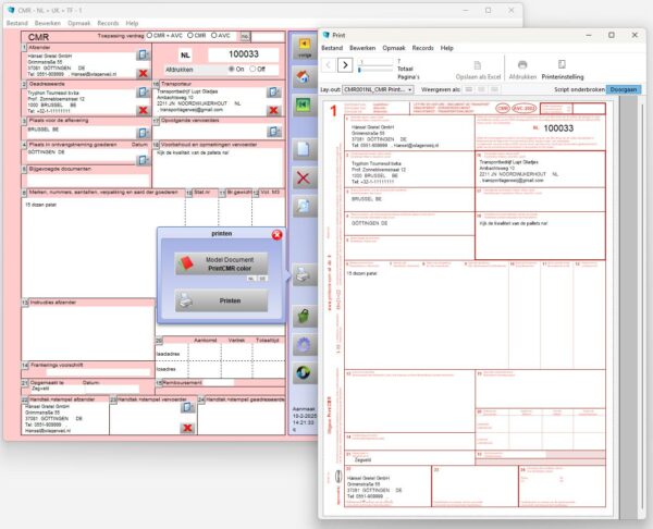 PrintCMR CMR vrachtbrief invullen en afdrukken