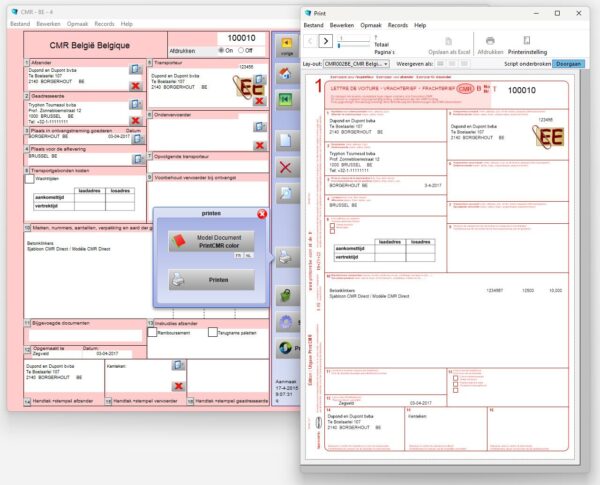 PrintCMR CMR vrachtbrief Belgie invullen en afdrukken